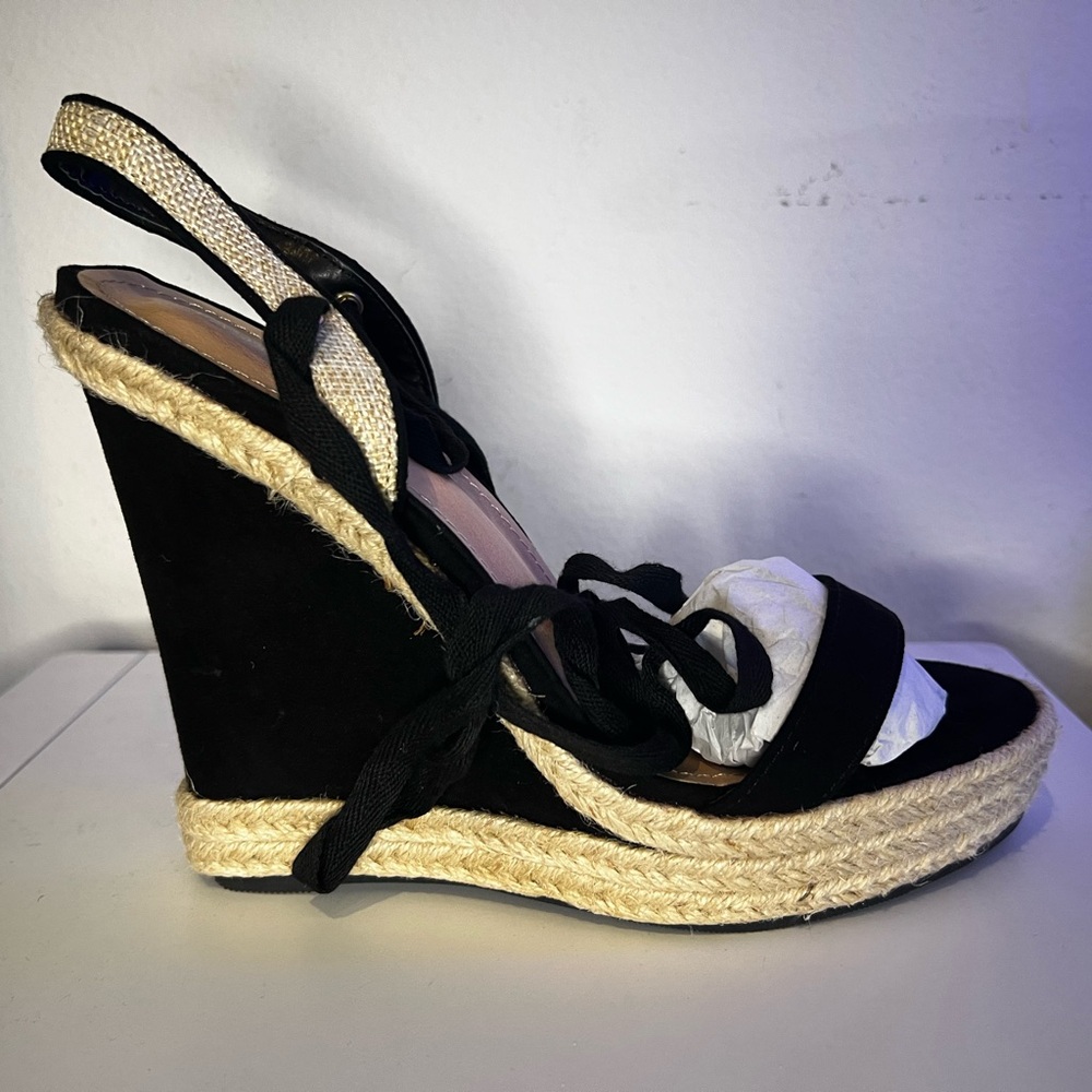 Elegant Black Wedge Espadrilles